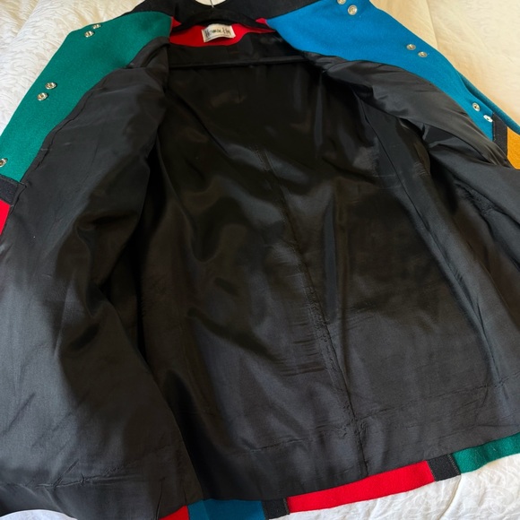 Vintage Herman Kay Colorblock Wool Blend Jacket Retro 90s Oversized Coat - Picture 7 of 11